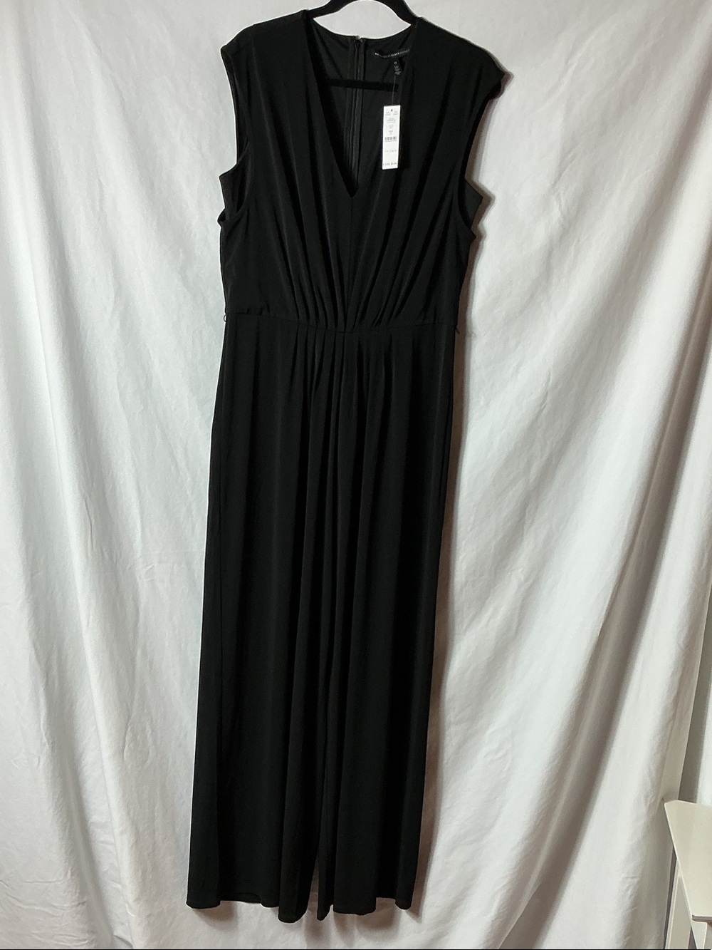 White House Black Market Black Cap-Sleeve V-Neck Jumpsuit
